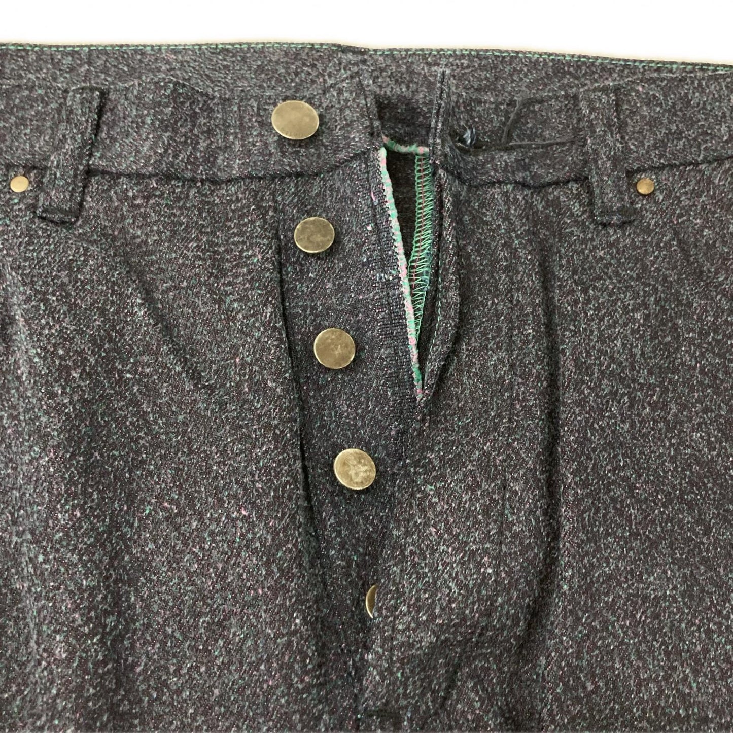 kiivu キフ DENIM STRAIGHT TROUSER - 12.5oz Rainbow Denim +Needles Punch ボトムス