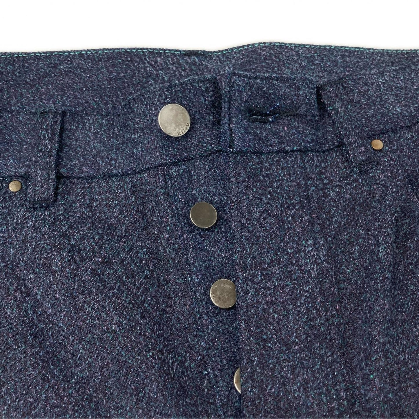 kiivu キフ DENIM CURVY LEG TROUSER - 12.5oz Rainbow Denim +Needles Punch- ボトムス