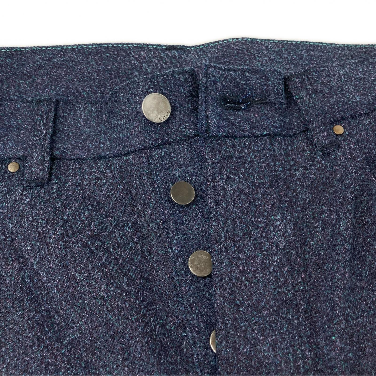 kiivu キフ DENIM CURVY LEG TROUSER - 12.5oz Rainbow Denim +Needles Punch- ボトムス