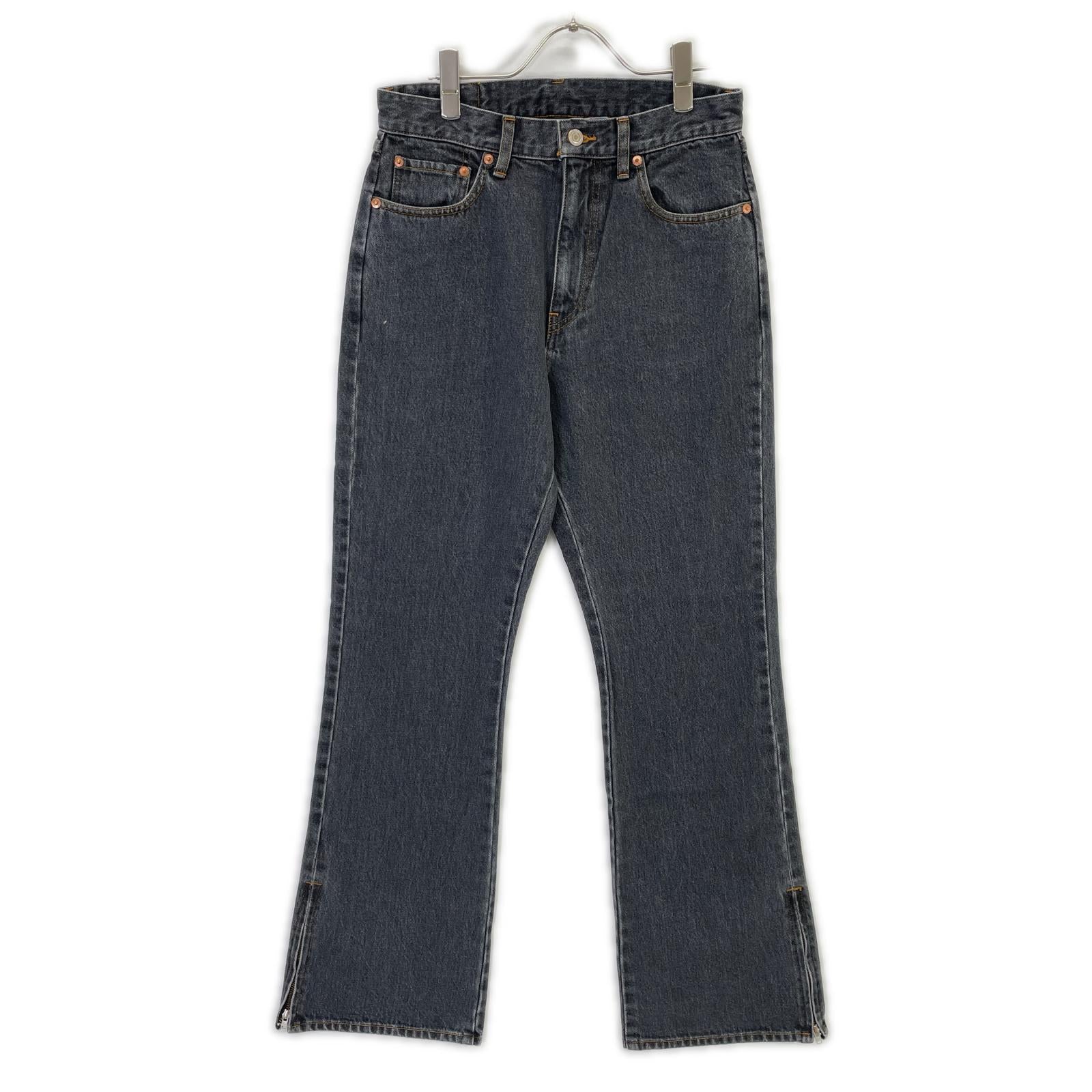 RICE NINE TEN ライスナインテン ブラック BOOT CUT SIDE ZIP JEANS フレアデニムパンツ ボトムス