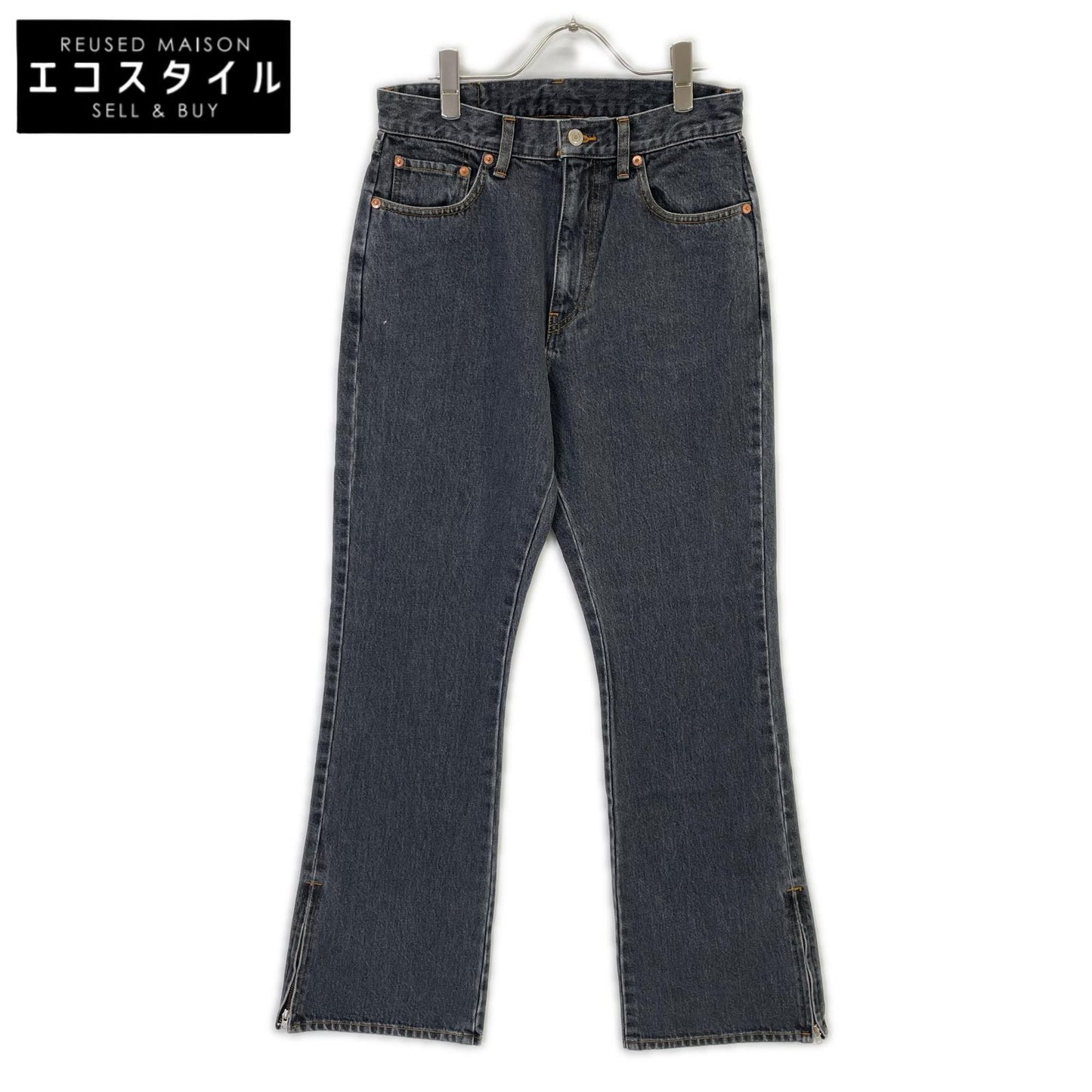 RICE NINE TEN ライスナインテン ブラック BOOT CUT SIDE ZIP JEANS フレアデニムパンツ ボトムス
