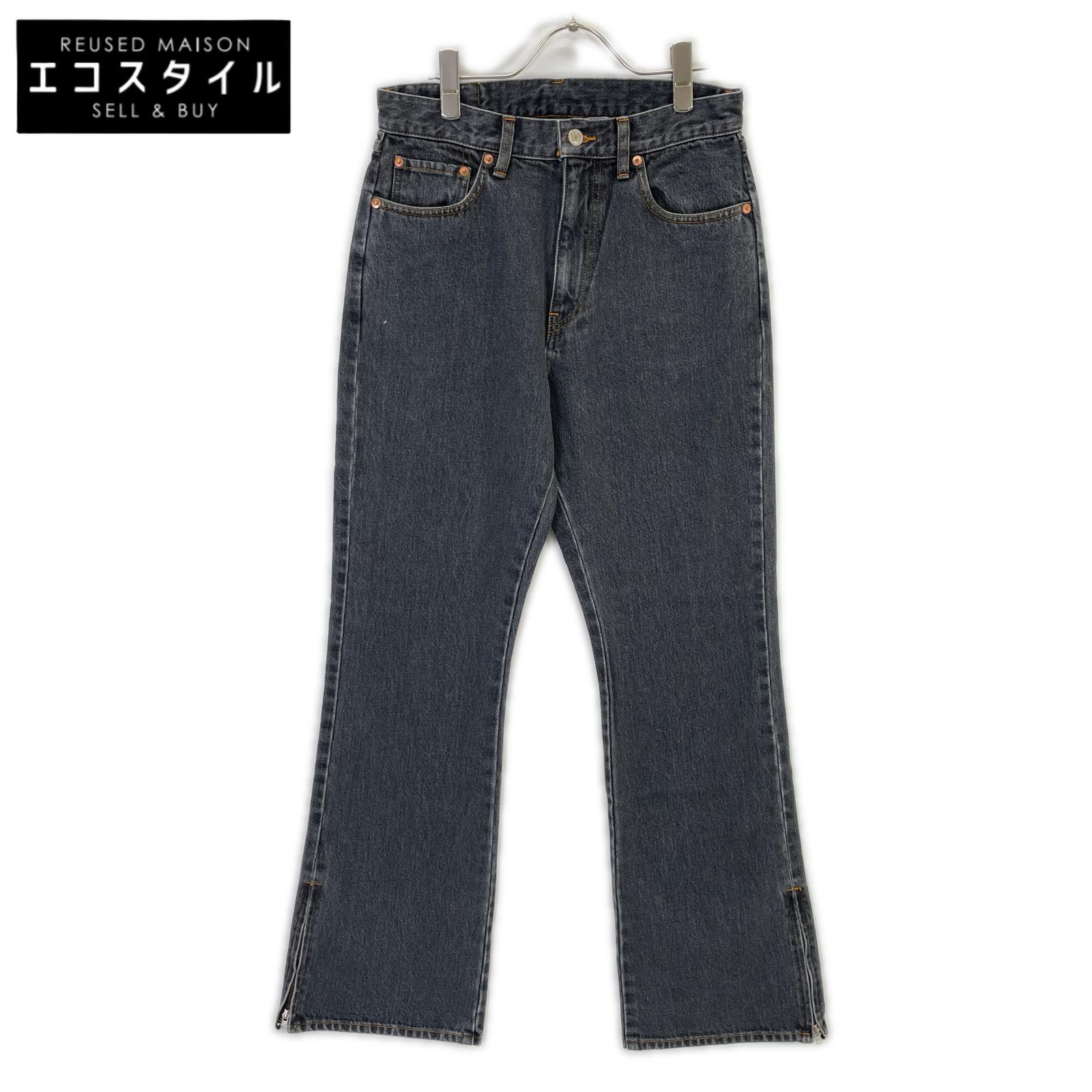 RICE NINE TEN ライスナインテン ブラック BOOT CUT SIDE ZIP JEANS フレアデニムパンツ ボトムス