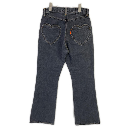 RICE NINE TEN ライスナインテン ブラック BOOT CUT SIDE ZIP JEANS フレアデニムパンツ ボトムス