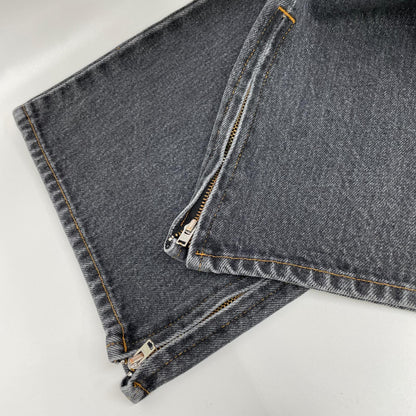 RICE NINE TEN ライスナインテン ブラック BOOT CUT SIDE ZIP JEANS フレアデニムパンツ ボトムス