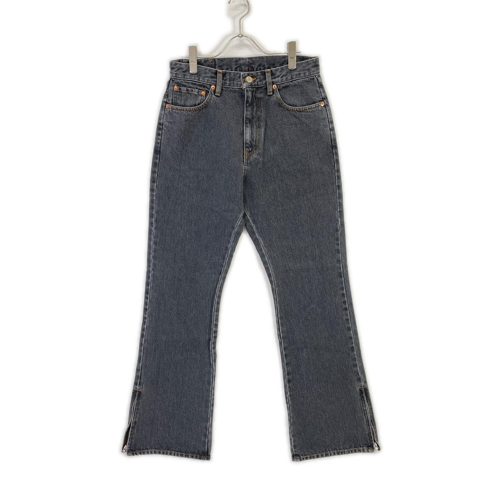 RICE NINE TEN ライスナインテン ブラック BOOT CUT SIDE ZIP JEANS フレアデニムパンツ ボトムス