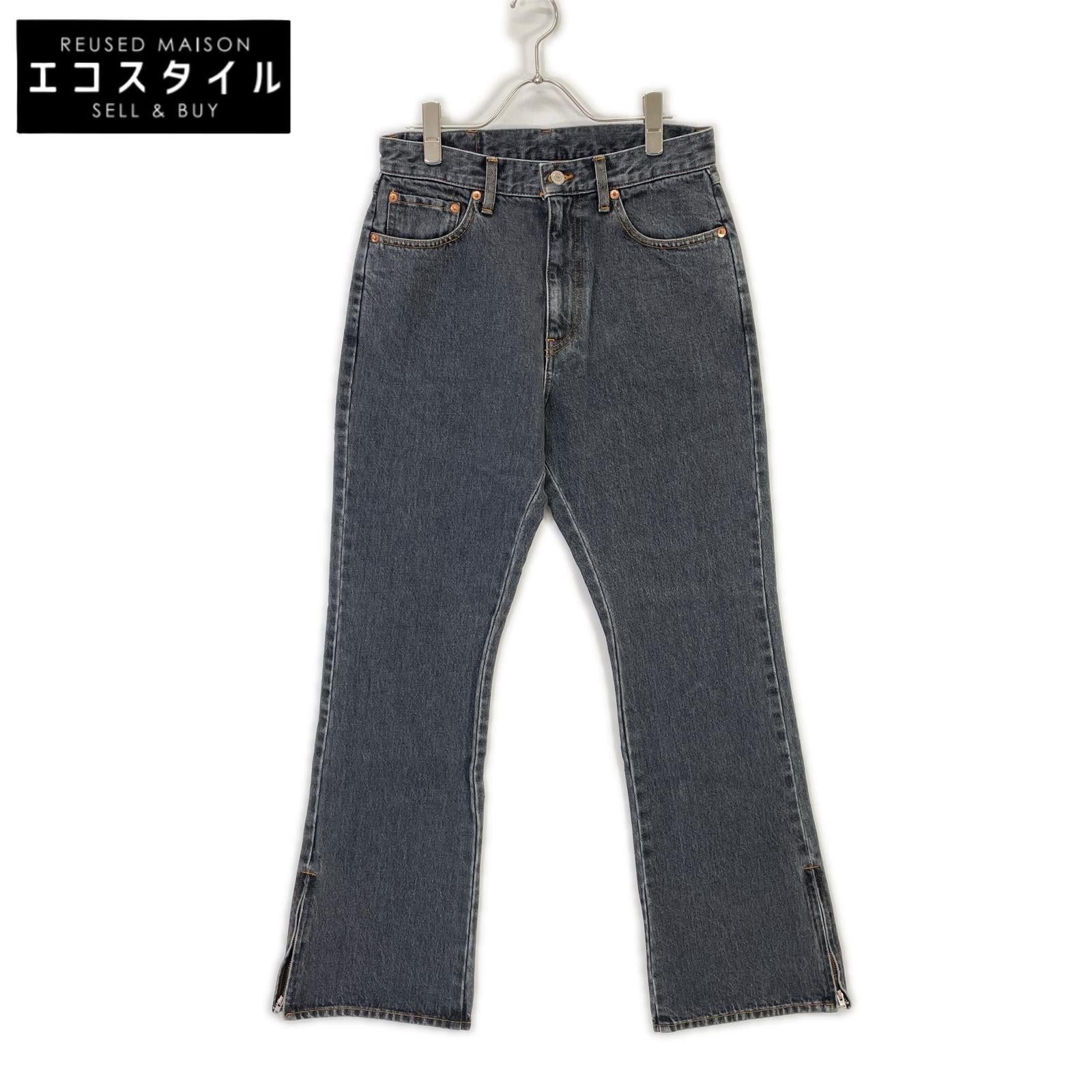 RICE NINE TEN ライスナインテン ブラック BOOT CUT SIDE ZIP JEANS フレアデニムパンツ ボトムス