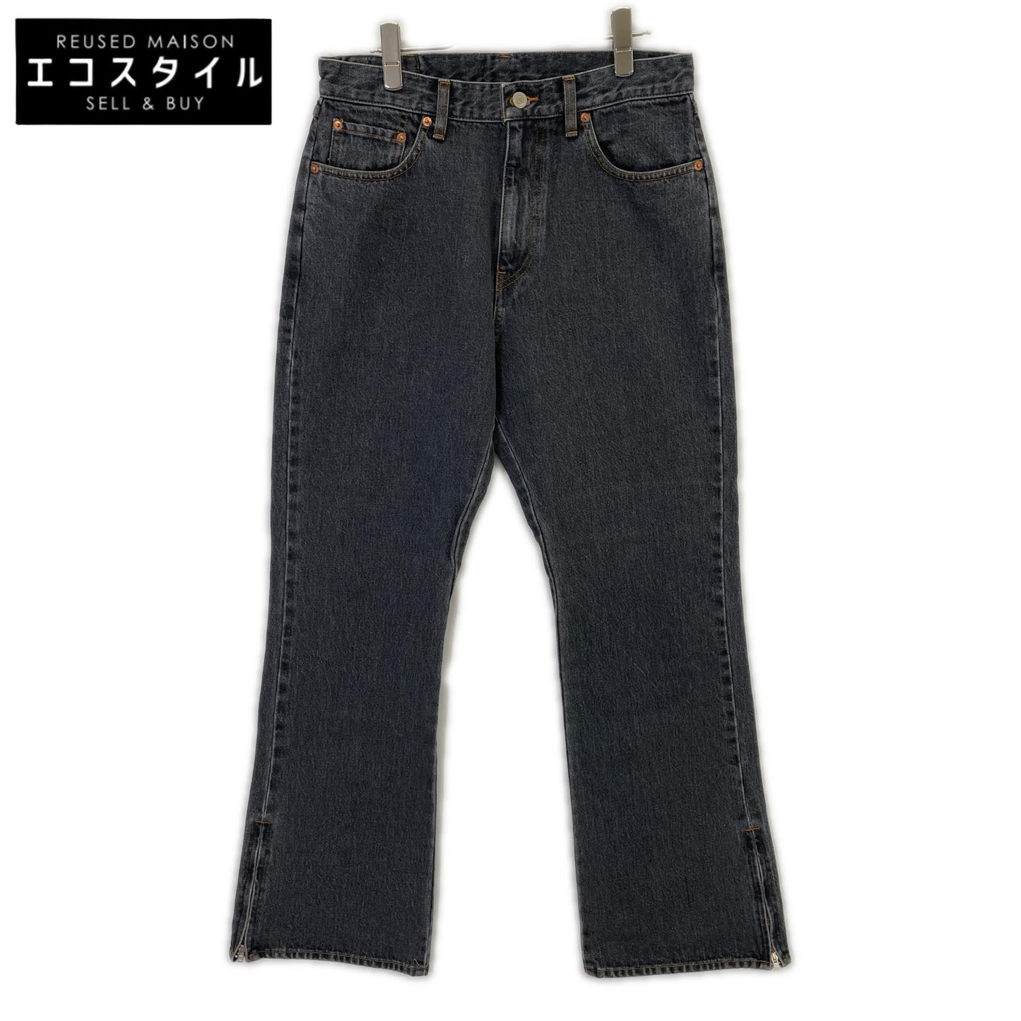 RICE NINE TEN ライスナインテン ブラック BOOT CUT SIDE ZIP JEANS フレアデニムパンツ ボトムス