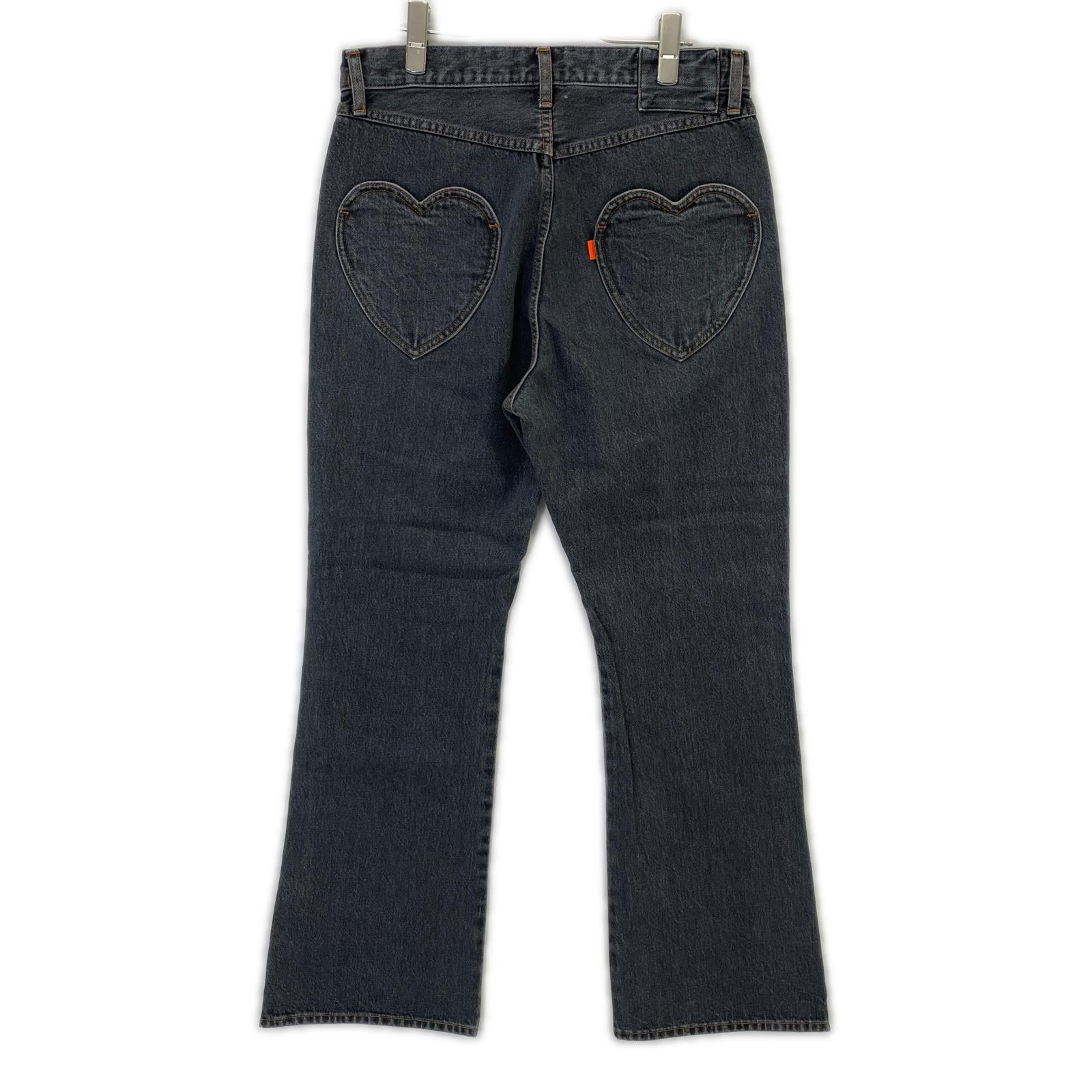 RICE NINE TEN ライスナインテン ブラック BOOT CUT SIDE ZIP JEANS フレアデニムパンツ ボトムス