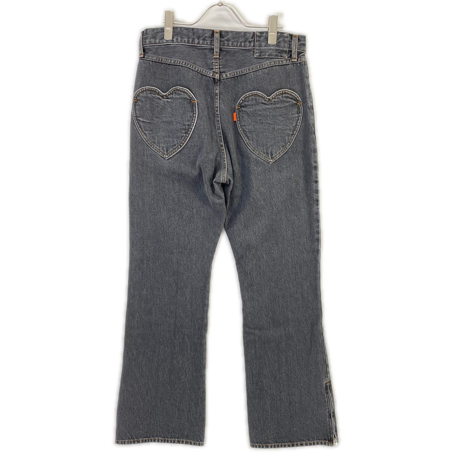 RICE NINE TEN ライスナインテン ブラック BOOT CUT SIDE ZIP JEANS フレアデニムパンツ ボトムス