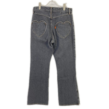 RICE NINE TEN ライスナインテン ブラック BOOT CUT SIDE ZIP JEANS フレアデニムパンツ ボトムス