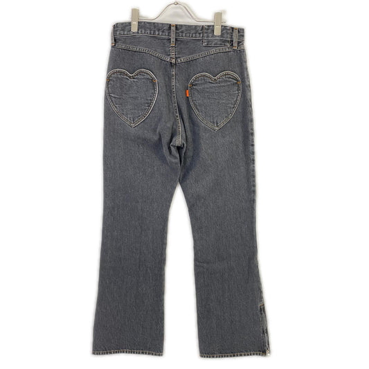 RICE NINE TEN ライスナインテン ブラック BOOT CUT SIDE ZIP JEANS フレアデニムパンツ ボトムス
