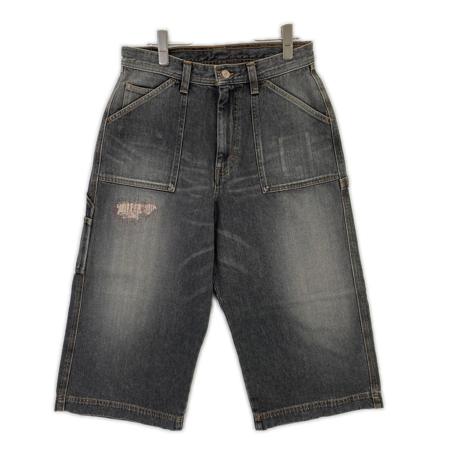 RICE NINE TEN ライスナインテン ブラック THREE QUARTER PAINTER JEANS クロップドバギーパンツ ボトムス
