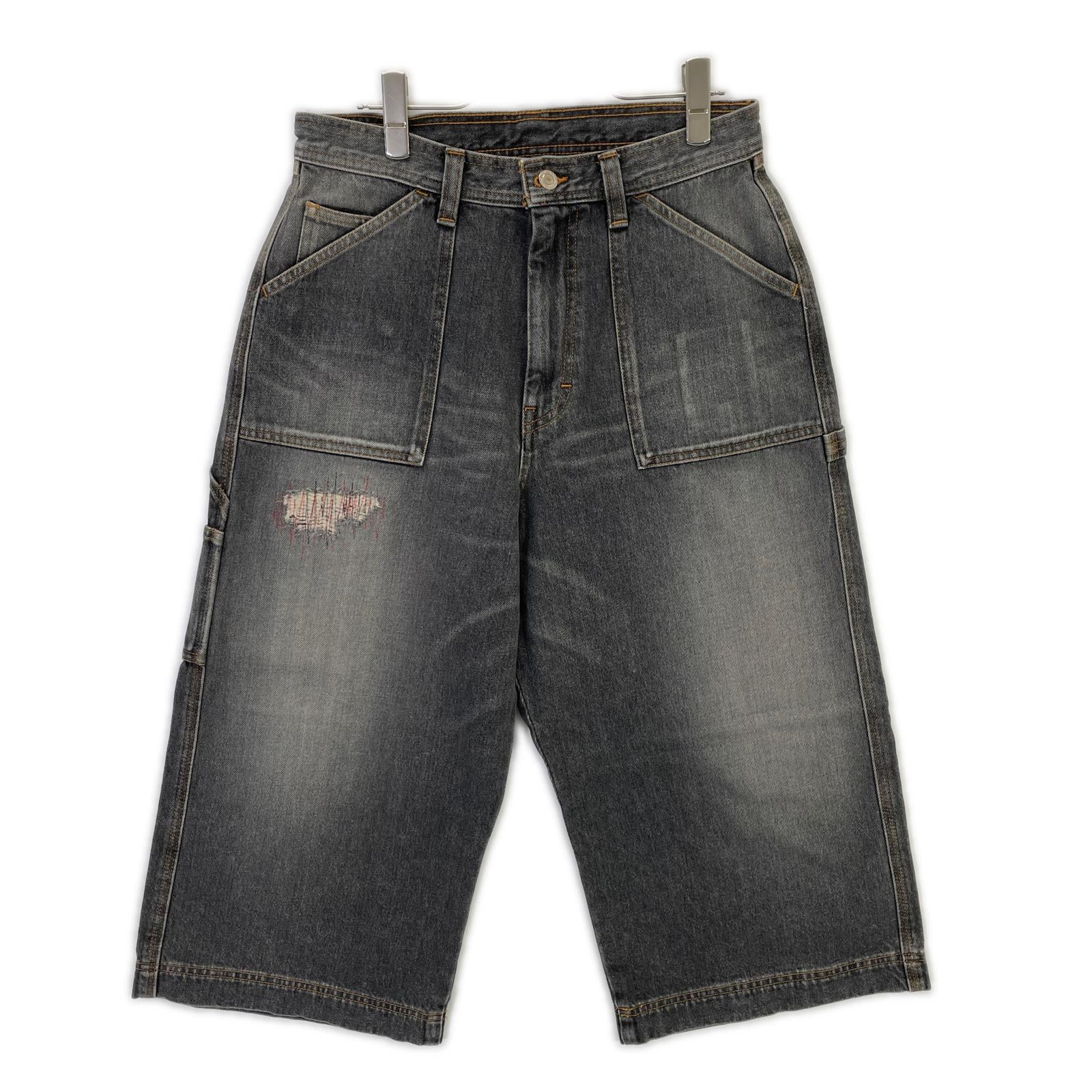 RICE NINE TEN ライスナインテン ブラック THREE QUARTER PAINTER JEANS クロップドバギーパンツ ボトムス