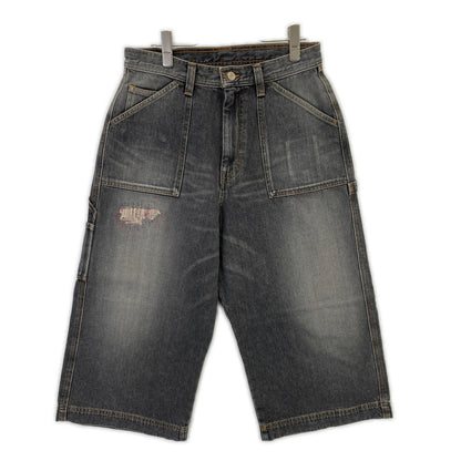 RICE NINE TEN ライスナインテン ブラック THREE QUARTER PAINTER JEANS クロップドバギーパンツ ボトムス