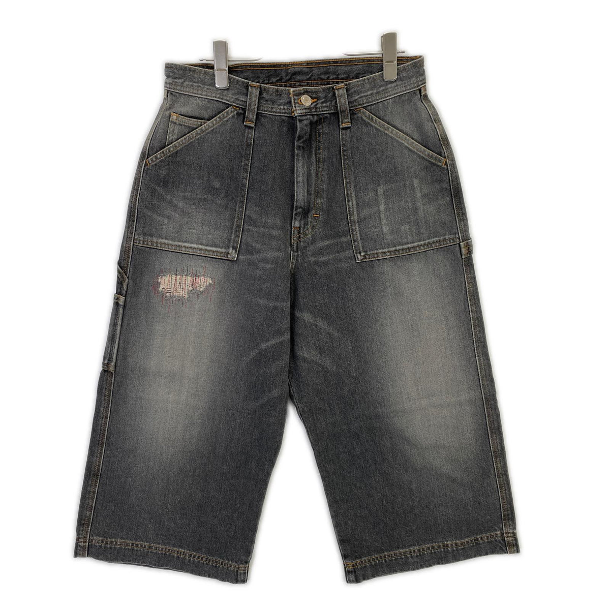 RICE NINE TEN ライスナインテン ブラック THREE QUARTER PAINTER JEANS クロップドバギーパンツ ボトムス