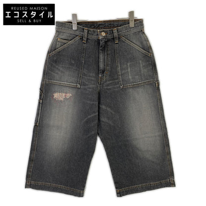 RICE NINE TEN ライスナインテン ブラック THREE QUARTER PAINTER JEANS クロップドバギーパンツ ボトムス
