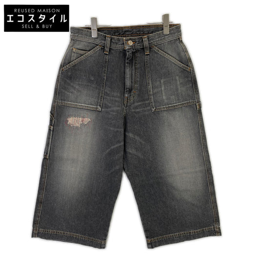 RICE NINE TEN ライスナインテン ブラック THREE QUARTER PAINTER JEANS クロップドバギーパンツ ボトムス