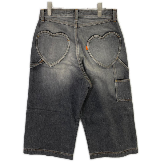 RICE NINE TEN ライスナインテン ブラック THREE QUARTER PAINTER JEANS クロップドバギーパンツ ボトムス