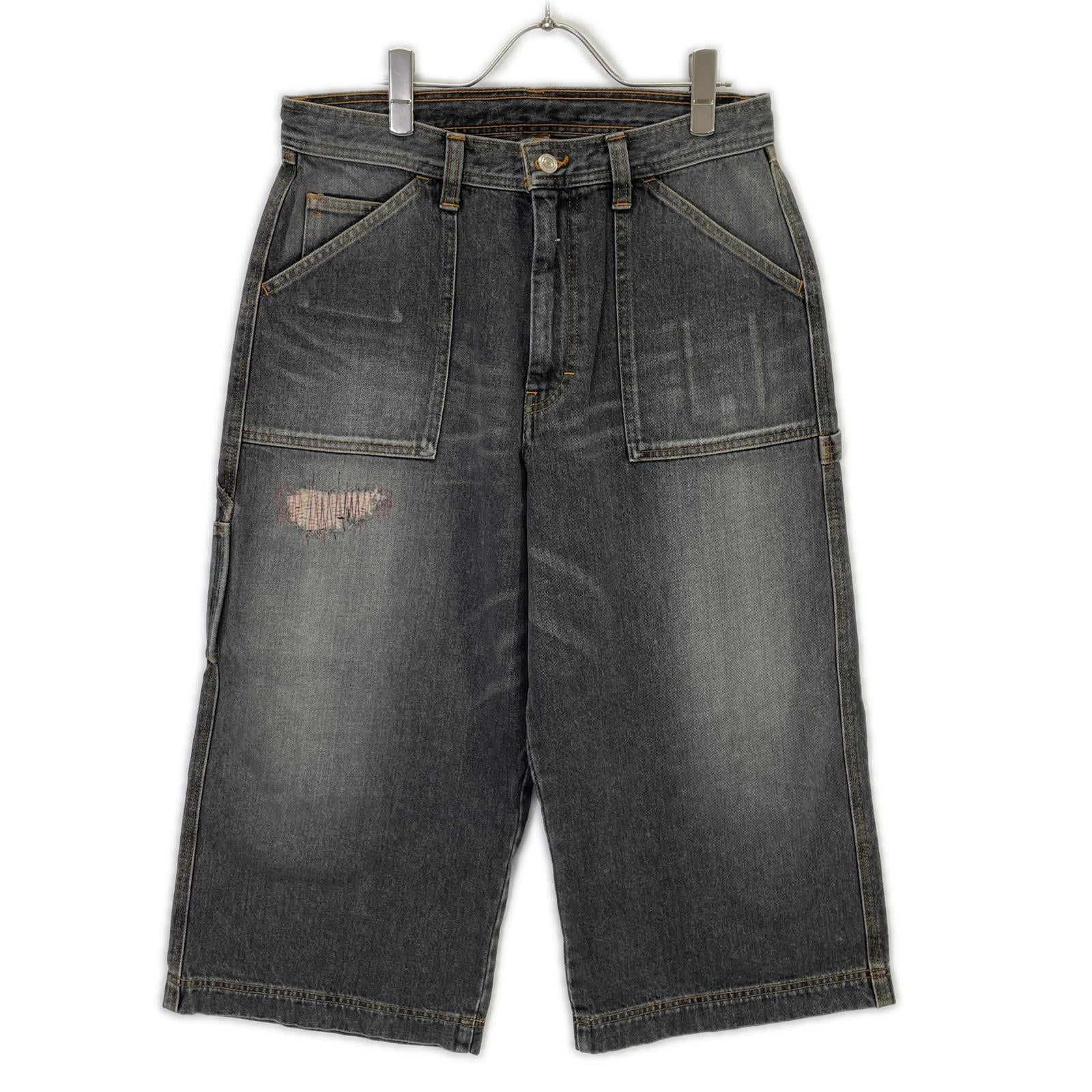 RICE NINE TEN ライスナインテン ブラック THREE QUARTER PAINTER JEANS クロップドバギーパンツ ボトムス