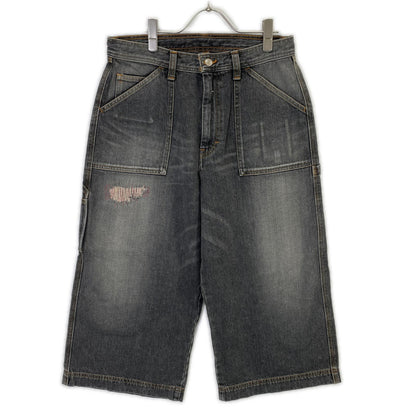 RICE NINE TEN ライスナインテン ブラック THREE QUARTER PAINTER JEANS クロップドバギーパンツ ボトムス