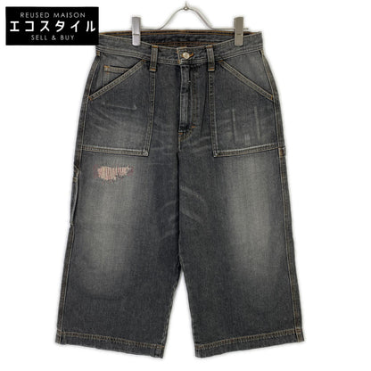RICE NINE TEN ライスナインテン ブラック THREE QUARTER PAINTER JEANS クロップドバギーパンツ ボトムス