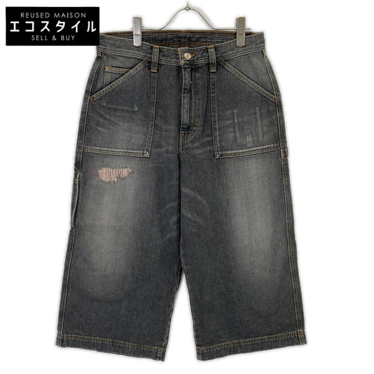 RICE NINE TEN ライスナインテン ブラック THREE QUARTER PAINTER JEANS クロップドバギーパンツ ボトムス