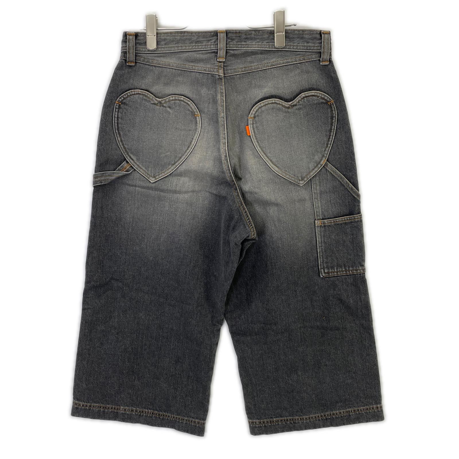RICE NINE TEN ライスナインテン ブラック THREE QUARTER PAINTER JEANS クロップドバギーパンツ ボトムス