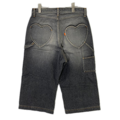 RICE NINE TEN ライスナインテン ブラック THREE QUARTER PAINTER JEANS クロップドバギーパンツ ボトムス