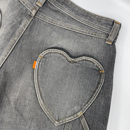 RICE NINE TEN ライスナインテン ブラック THREE QUARTER PAINTER JEANS クロップドバギーパンツ ボトムス