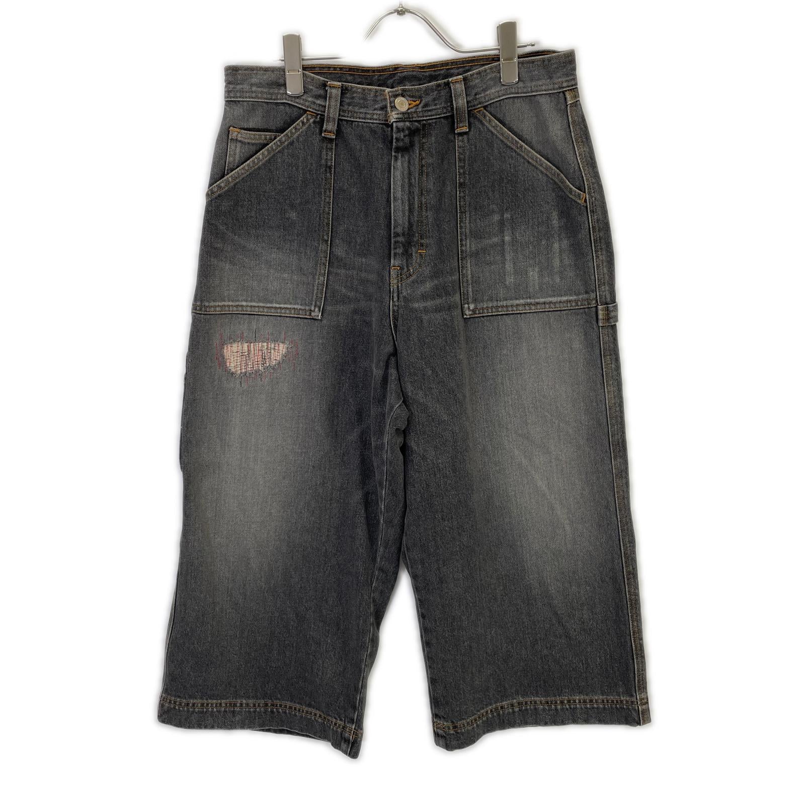 RICE NINE TEN ライスナインテン ブラック THREE QUARTER PAINTER JEANS クロップドバギーパンツ ボトムス