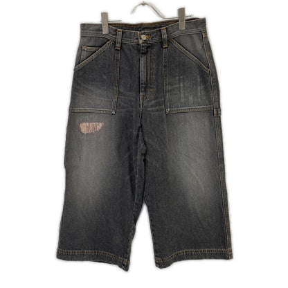 RICE NINE TEN ライスナインテン ブラック THREE QUARTER PAINTER JEANS クロップドバギーパンツ ボトムス