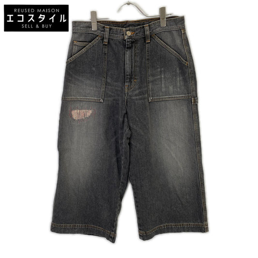 RICE NINE TEN ライスナインテン ブラック THREE QUARTER PAINTER JEANS クロップドバギーパンツ ボトムス
