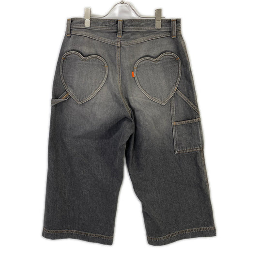 RICE NINE TEN ライスナインテン ブラック THREE QUARTER PAINTER JEANS クロップドバギーパンツ ボトムス