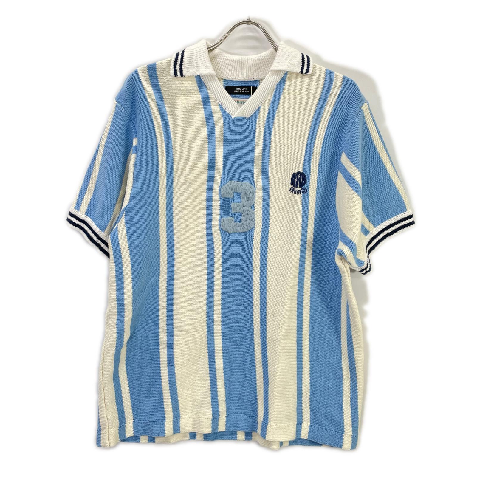 RICE NINE TEN ライスナインテン ライトブルー KNITTED SOCCER SHIRT/S/Sニットポロシャツ トップス