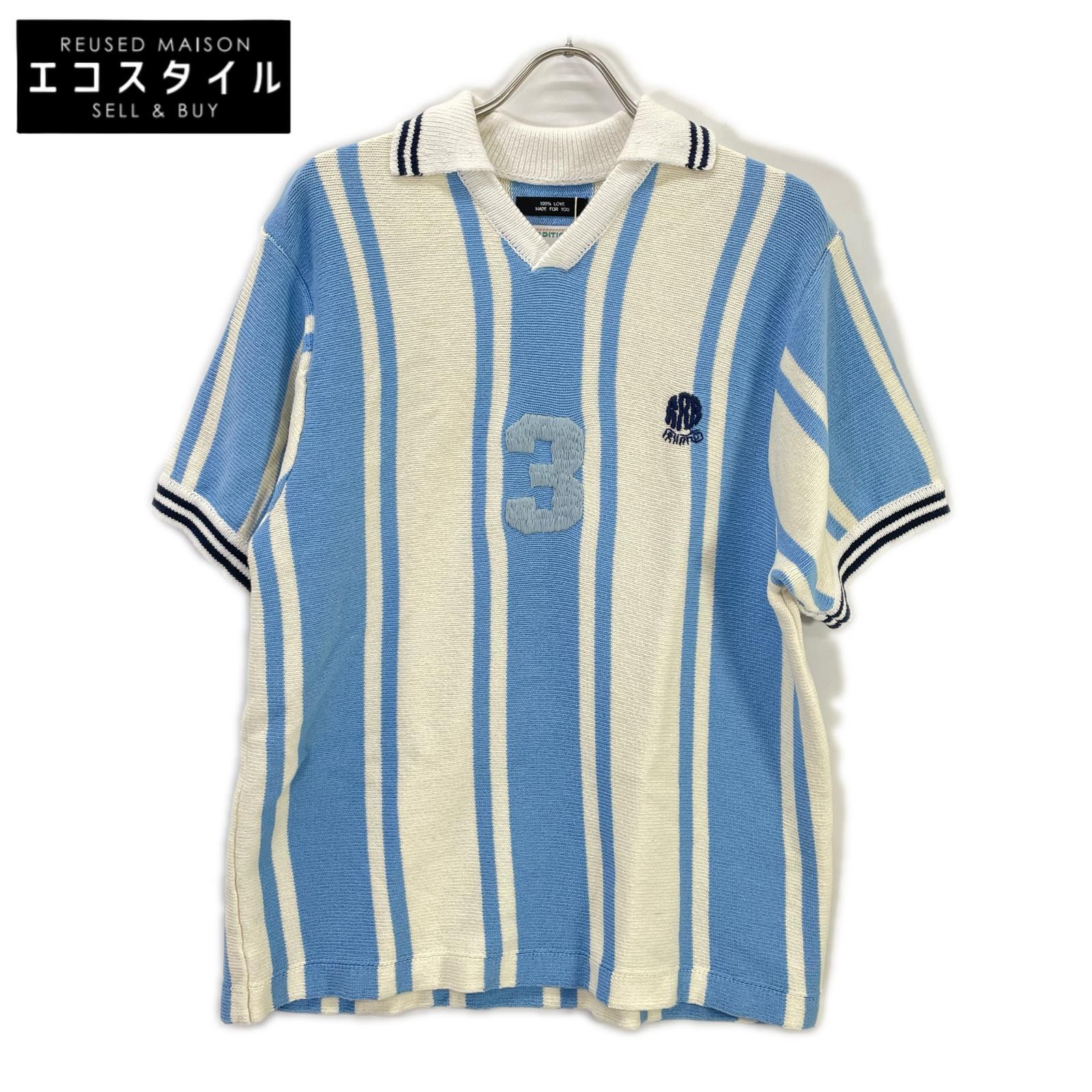 RICE NINE TEN ライスナインテン ライトブルー KNITTED SOCCER SHIRT/S/Sニットポロシャツ トップス