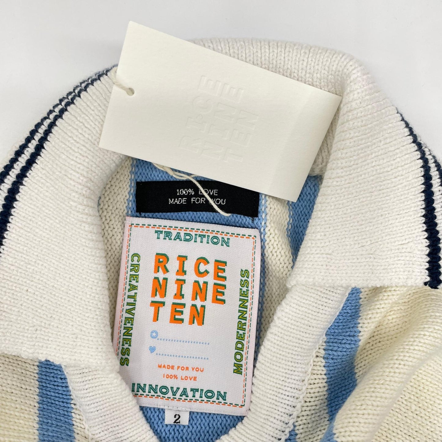 RICE NINE TEN ライスナインテン ライトブルー KNITTED SOCCER SHIRT/S/Sニットポロシャツ トップス