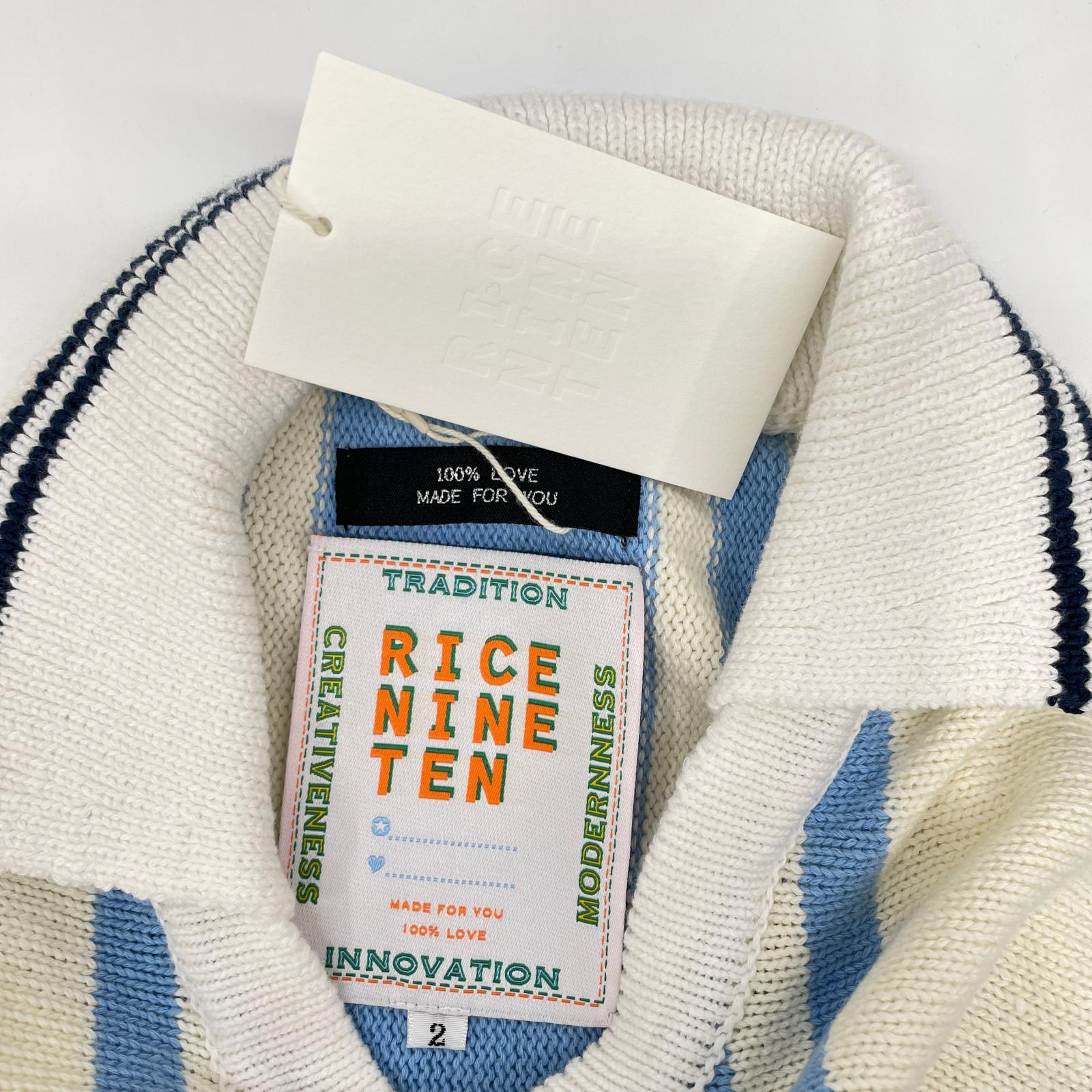 RICE NINE TEN ライスナインテン ライトブルー KNITTED SOCCER SHIRT/S/Sニットポロシャツ トップス
