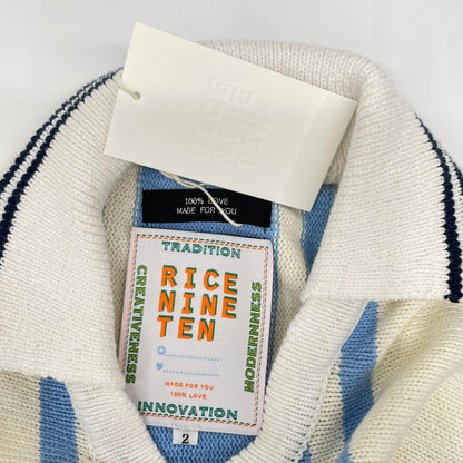 RICE NINE TEN ライスナインテン ライトブルー KNITTED SOCCER SHIRT/S/Sニットポロシャツ トップス