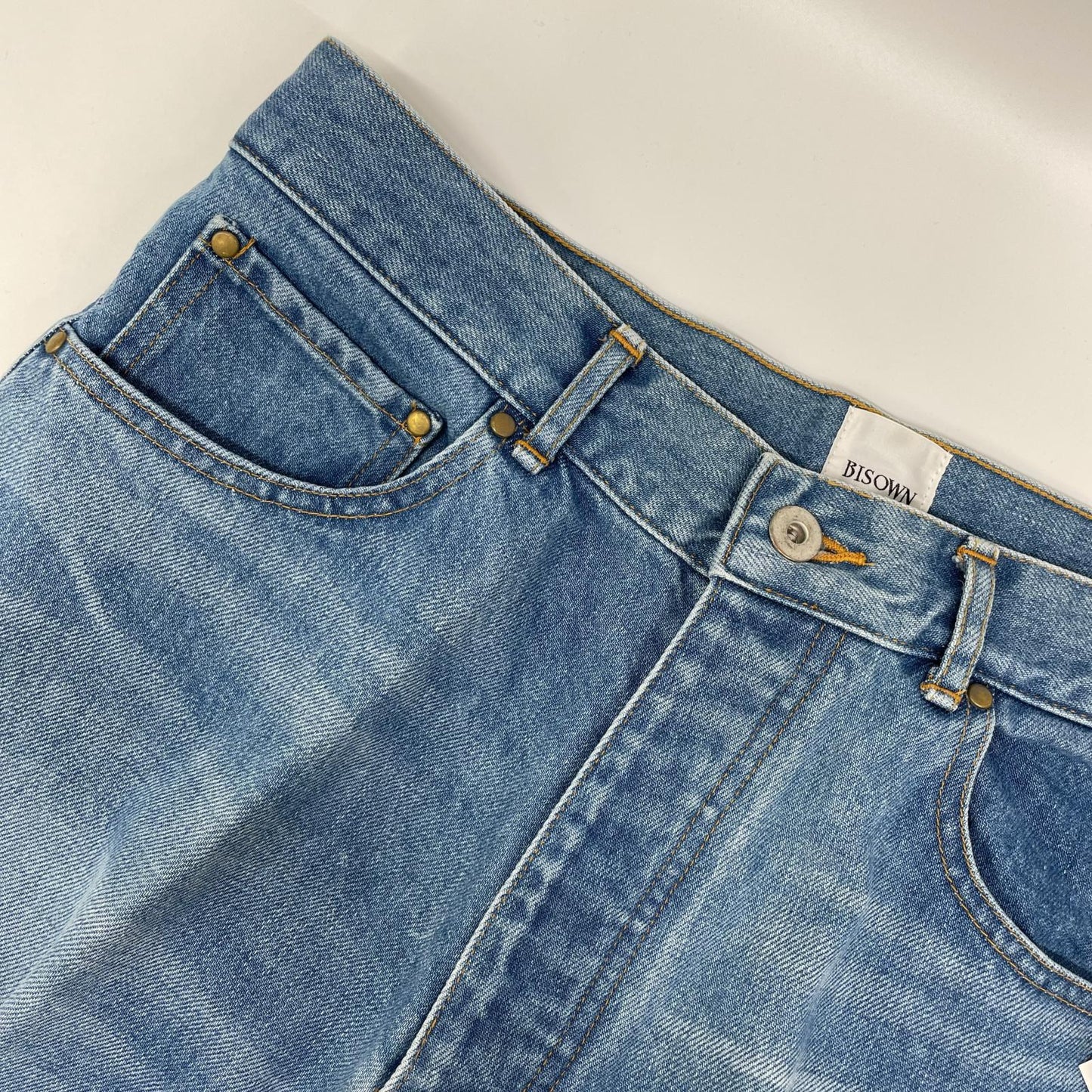 BISOWN ビソウン 24SS 24SS-BIS-PT01K インディゴ ペイントデザイン ストレートデニムパンツ ボトムス