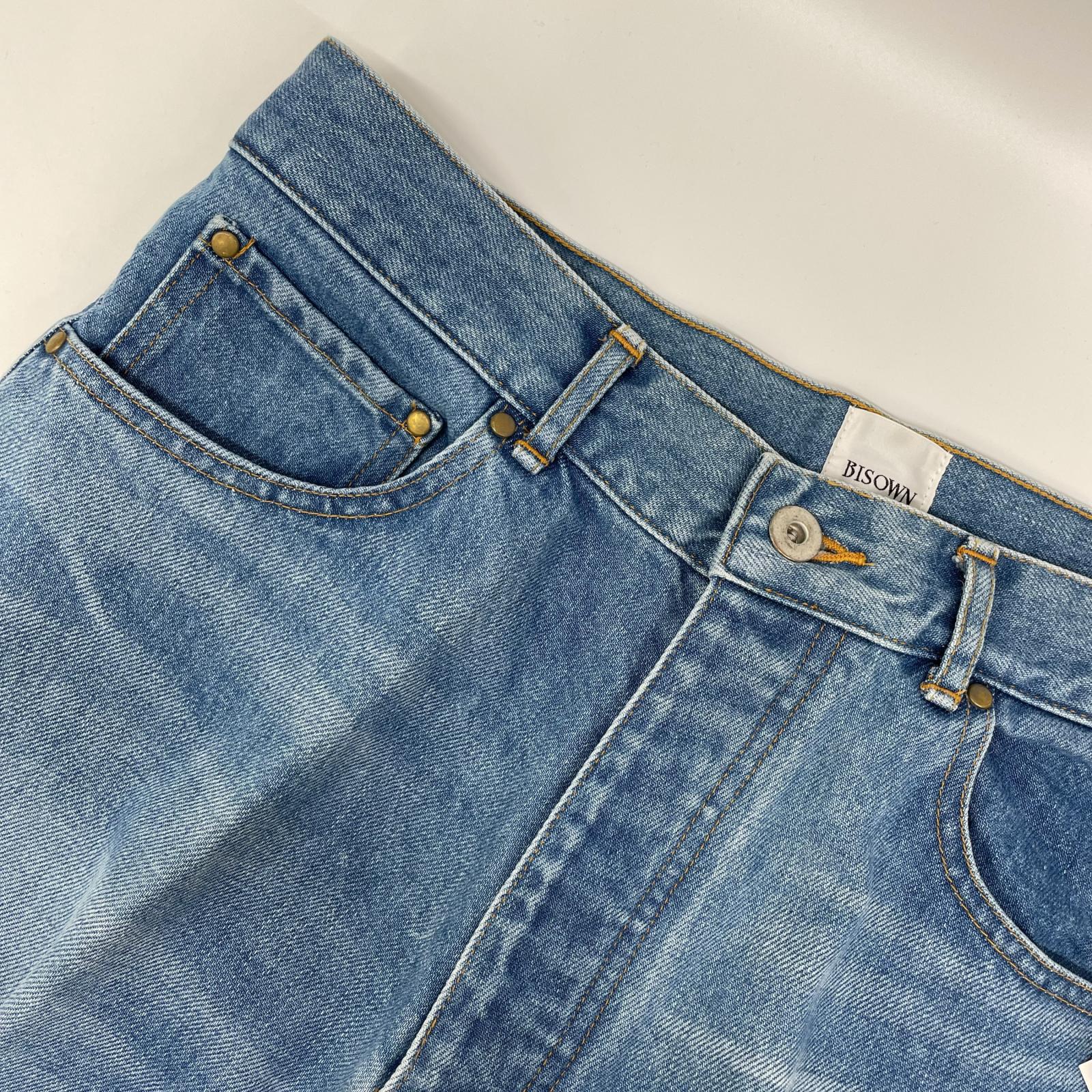 BISOWN ビソウン 24SS 24SS-BIS-PT01K インディゴ ペイントデザイン ストレートデニムパンツ ボトムス
