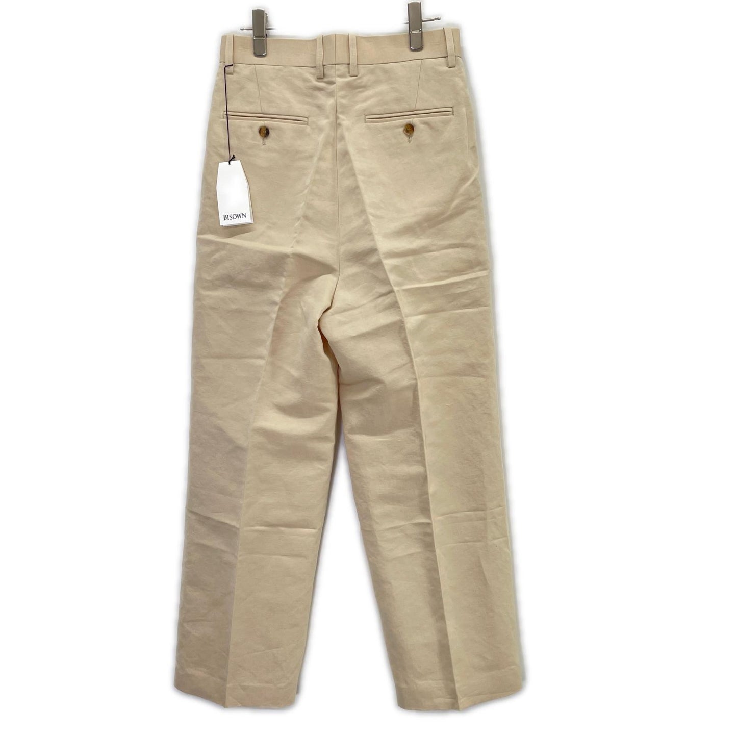BISOWN ビソウン 24SS 24SS-BIS-PT07W ベージュ コットンリネン 1タックストレートパンツ ボトムス