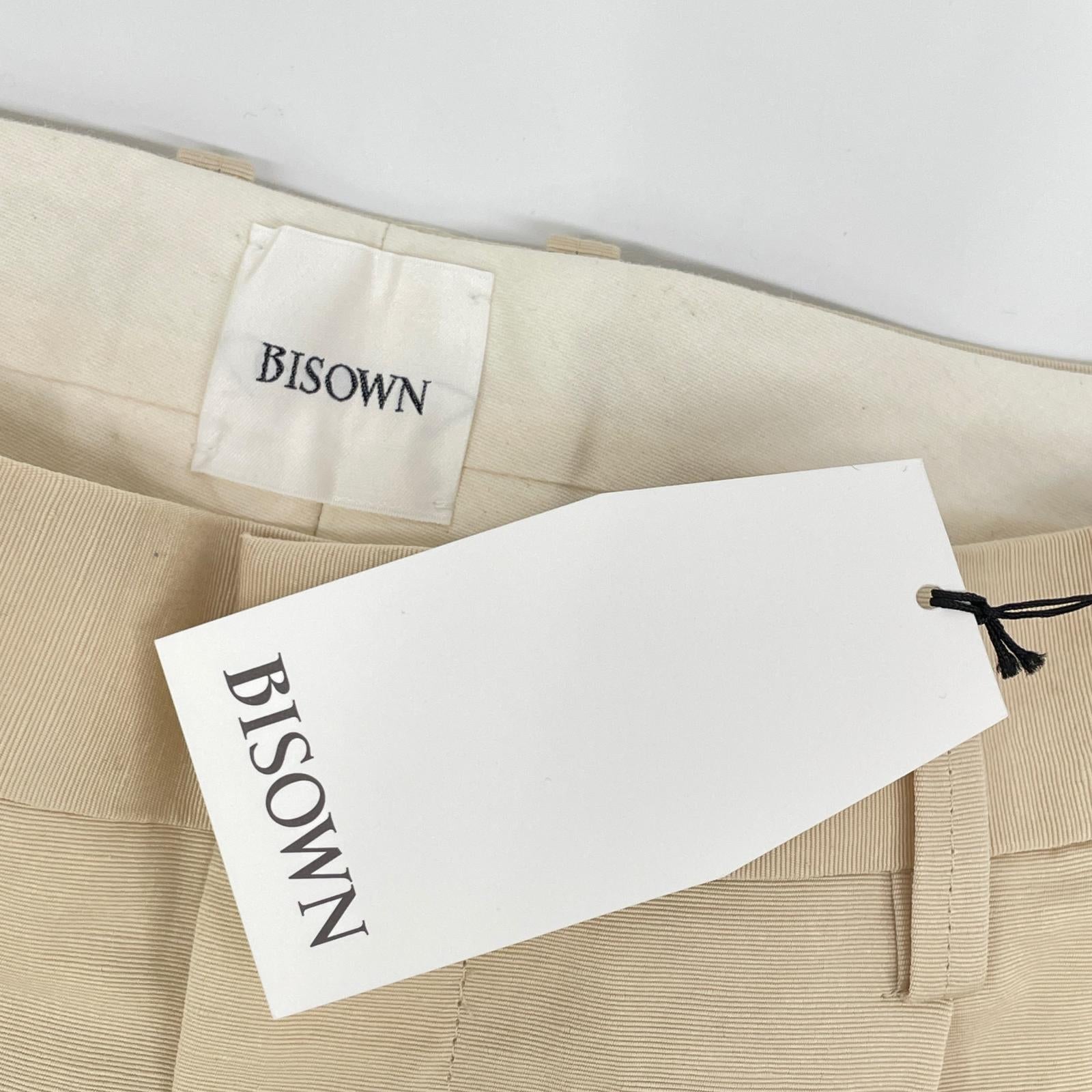 BISOWN ビソウン 24SS 24SS-BIS-PT07W ベージュ コットンリネン 1タックストレートパンツ ボトムス