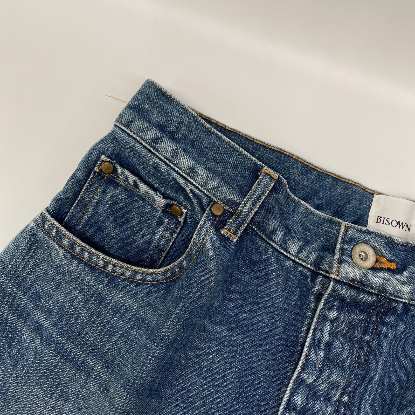 BISOWN ビソウン 24AW 24AW-BIS-PT32 インディゴ センタープレス ブリーチデニムパンツ ボトムス