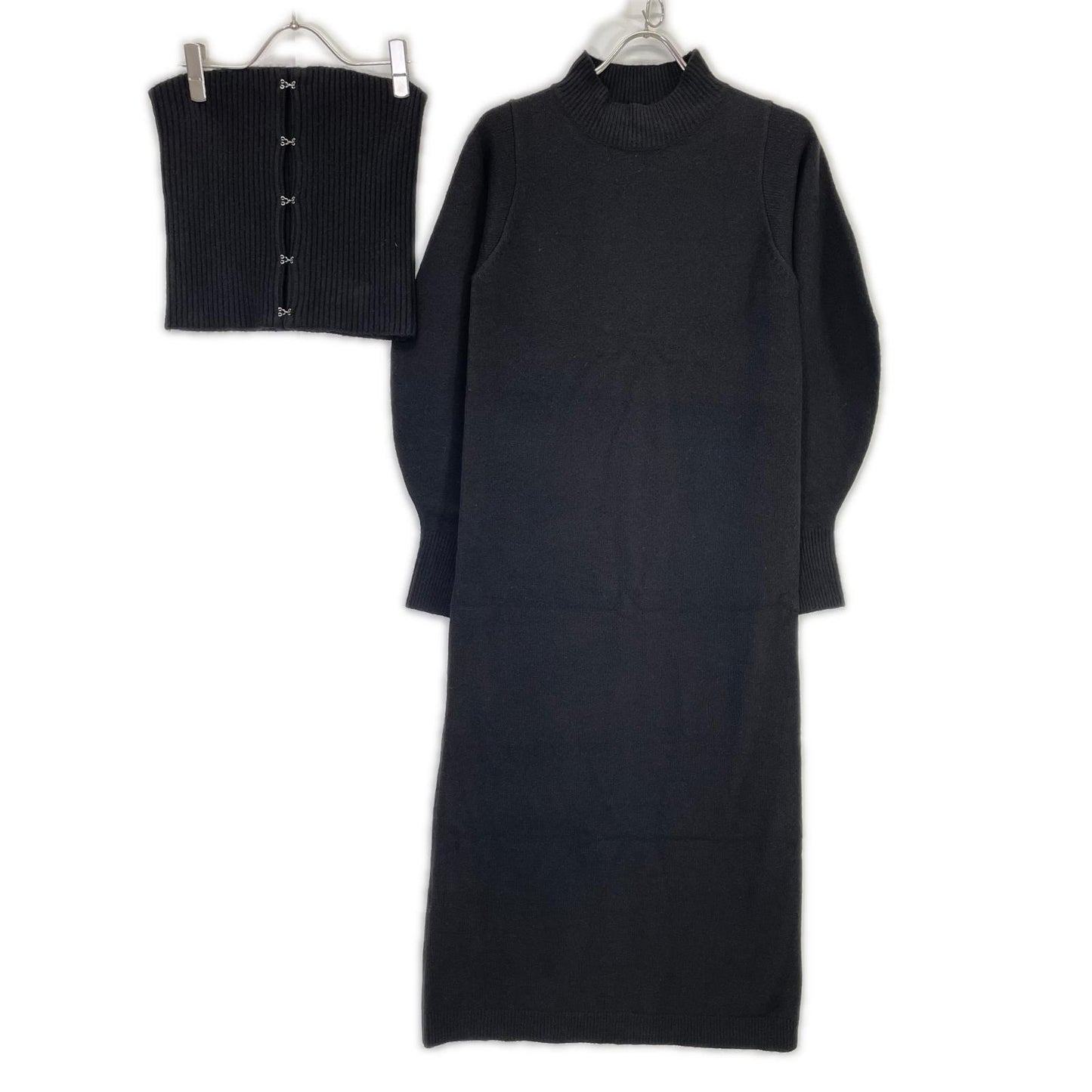 RIM.ARK Black Setting Knit Dress with Bustier One-Piece