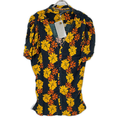 77circa ナナナナサーカ cc17ss-26 ブラック×イエロー circa make bareback aloha blouse