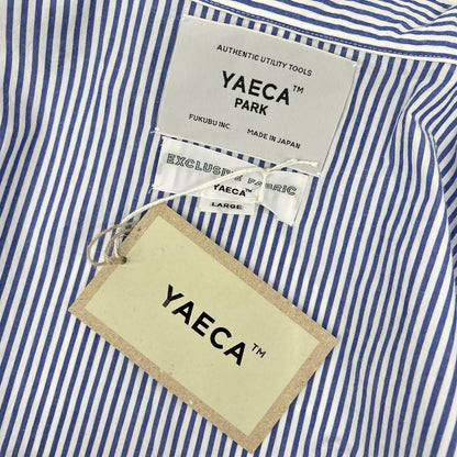 YAECA ヤエカ PARK ブルー×ホワイト コットン ストライプ 長袖 シャツ トップス