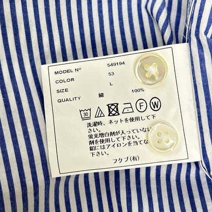 YAECA ヤエカ PARK ブルー×ホワイト コットン ストライプ 長袖 シャツ トップス
