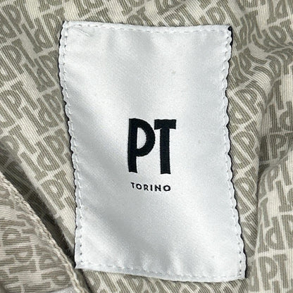 PT TORINO ピーティートリノ ホワイト コットン EVO FIT 1プリーツ ストレッチチノトラウザーパンツ ボトムス