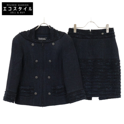 CHANEL シャネル 【美品】P44287/P44288 ココマークボタン ツイード ジップアップ ジャケット/スカート セットアップ スーツ セットアップ
