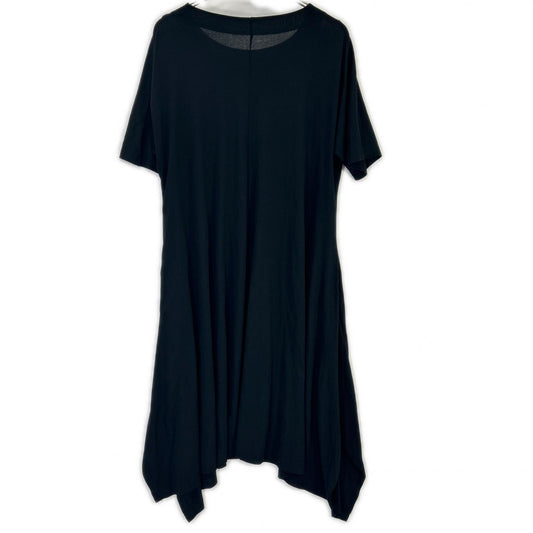 Fume Senso Unico 11125425 black cotton asymmetrical-hem short-sleeve dress